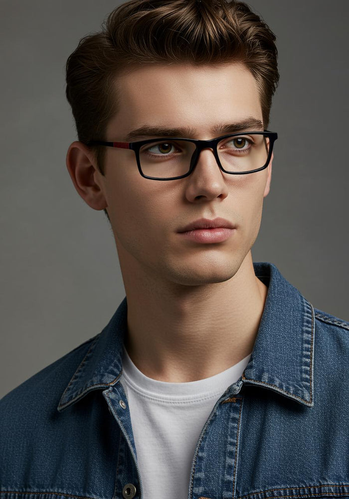 Black & Red Rectangle Full Rim