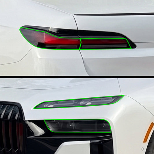 BMW 7 Series 2023–2026 Dark Smoke Headlight & Taillight Tint Kit – Precut Vinyl Lens Overlays