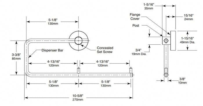 BOBRICK Cubicle B547 Double Toilet Roll Holder