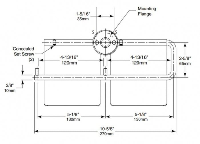 BOBRICK Cubicle B548 Double Toilet Roll Holder with Hood