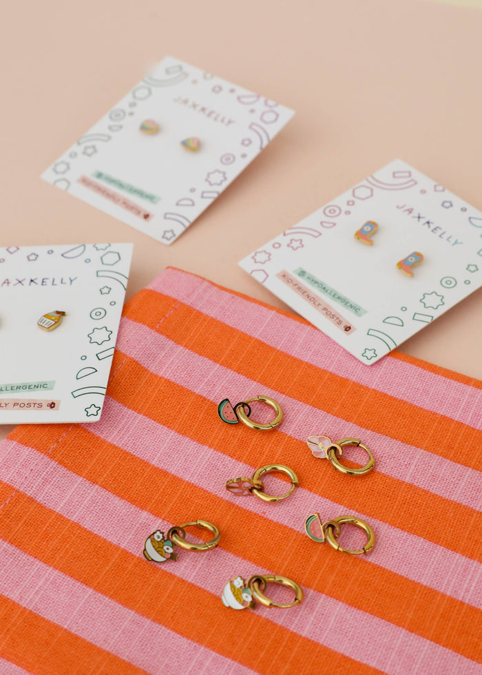 Boot Enamel Flat Back Kids Earrings