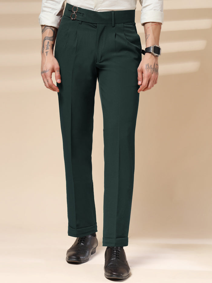 Bottle Green Double Buckle Gurkha Pants by ITALIAN VEGA®