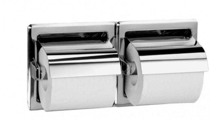 Bradley 5123 Double Toilet Roll Holder Recessed with Hoods