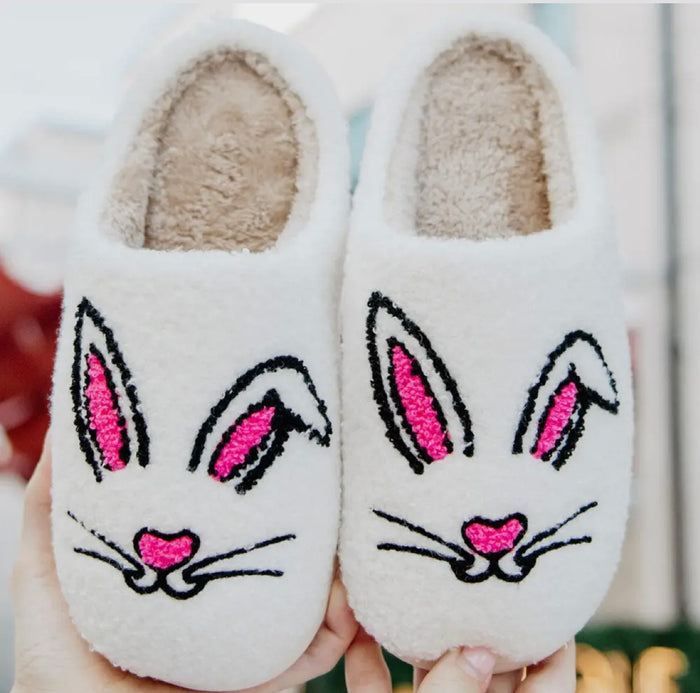 Bunny Face Easter Slippers M/L