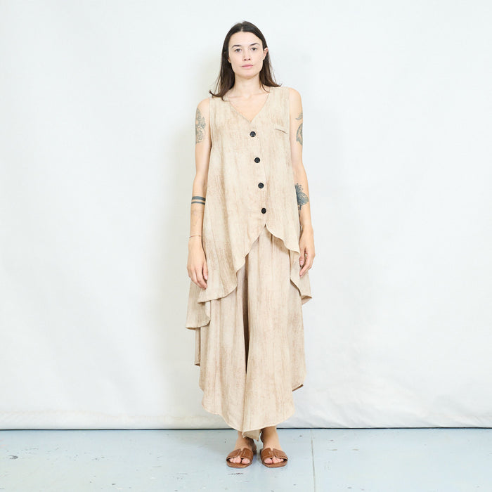 Button front asymmetric tunic vest wholesale