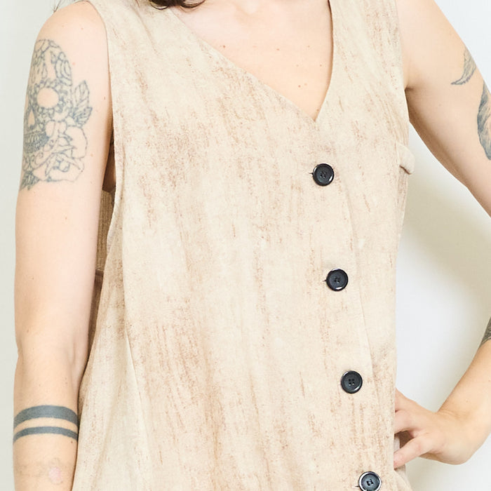 Button front asymmetric tunic vest wholesale