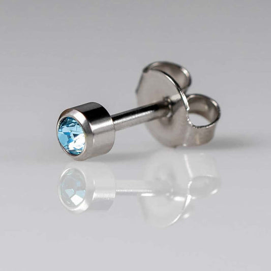Caflon Silver Birthstone Ear Piercing Studs March