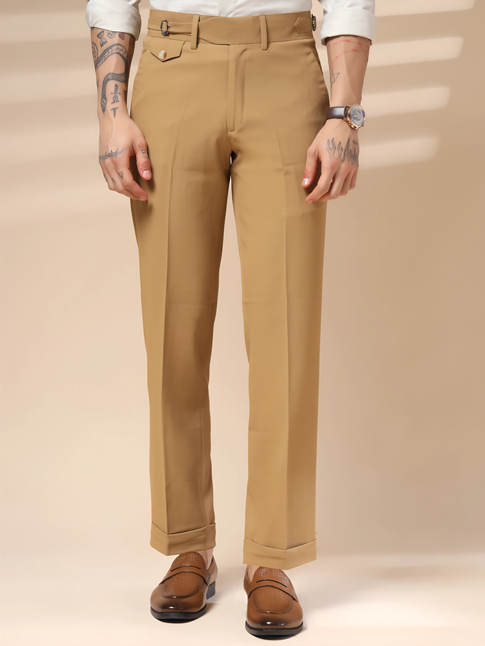 Camel Single Buckle Gurkha Pants by ITALIAN VEGA®