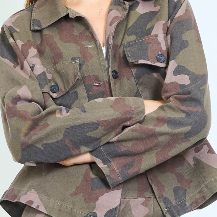Camouflage utility jacket with flap pockets wholesale