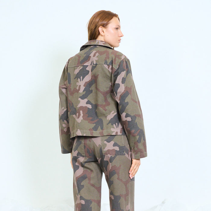 Camouflage utility jacket with flap pockets wholesale