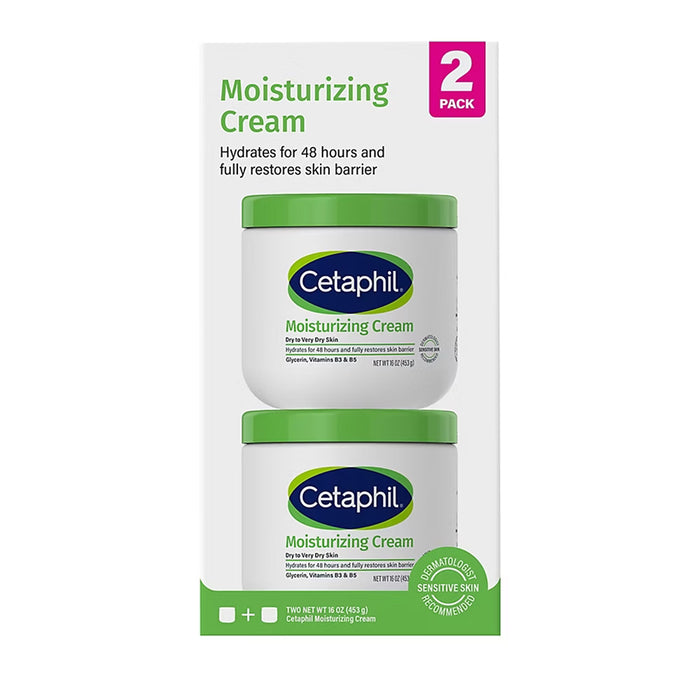 Cetaphil - Moisturizing Cream for Very Dry, Sensitive Skin, Fragrance Free - 16 Oz - 2 Pack