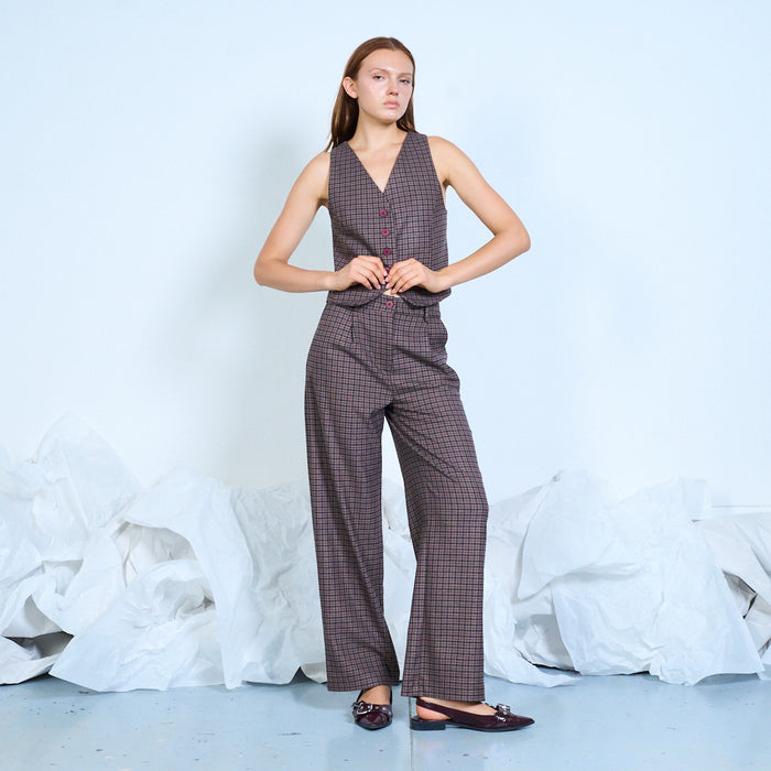 Checked button-front tailored vest wholesale