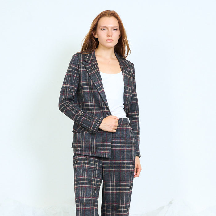 Checked tailored blazer with notched lapels wholesale