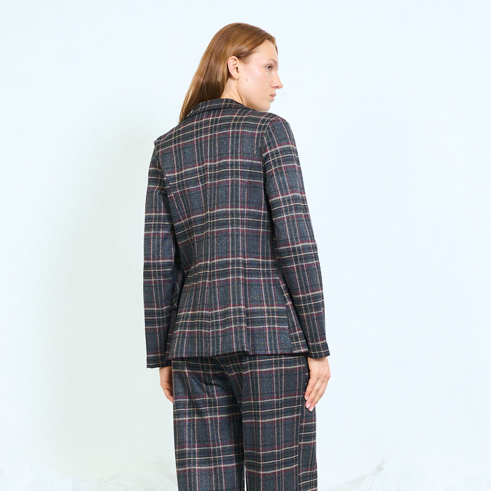 Checked tailored blazer with notched lapels wholesale