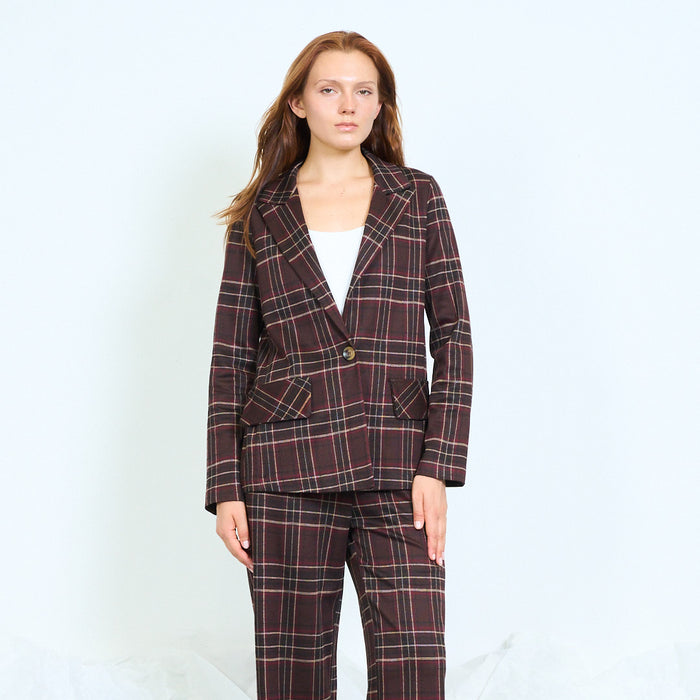 Checked tailored blazer with notched lapels wholesale