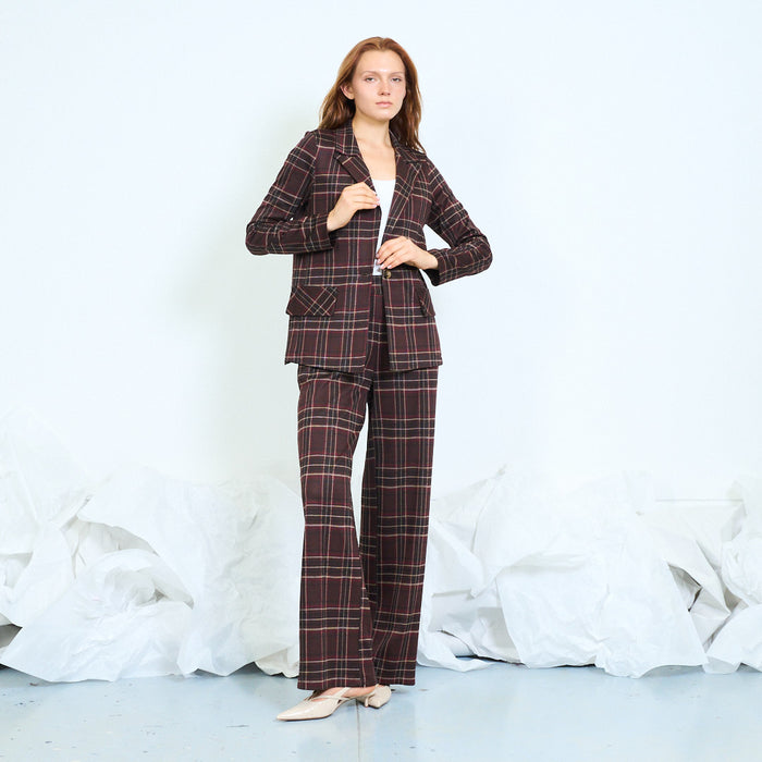 Checked tailored blazer with notched lapels wholesale