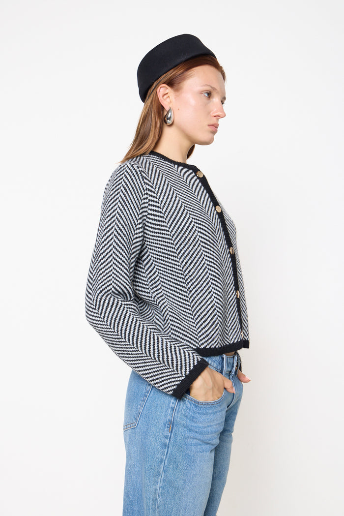 Chevron knit button-front cardigan wholesale