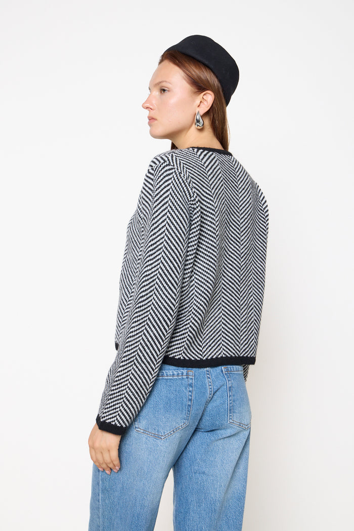 Chevron knit button-front cardigan wholesale