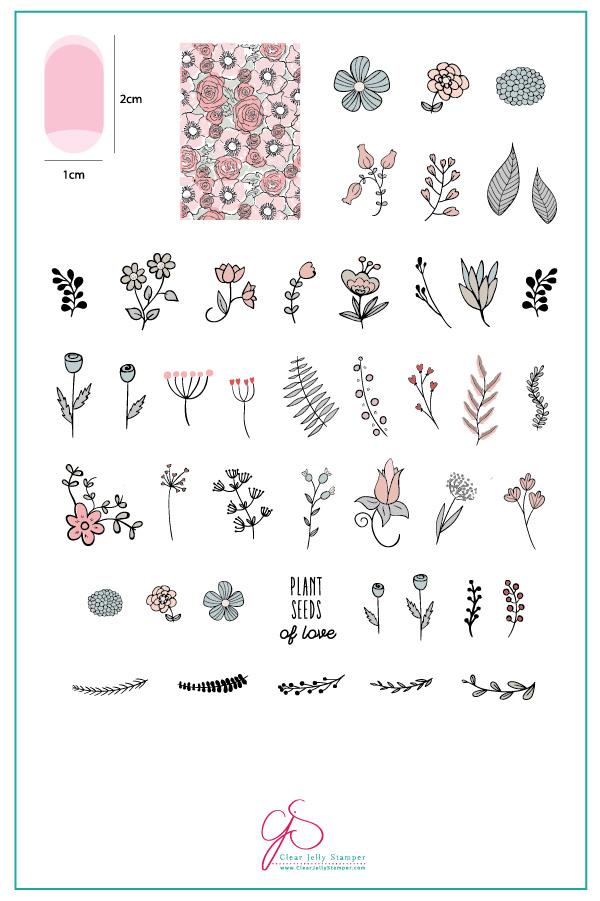 CJSV-18 Blossoming Romance | Clear Jelly Stamping Plate