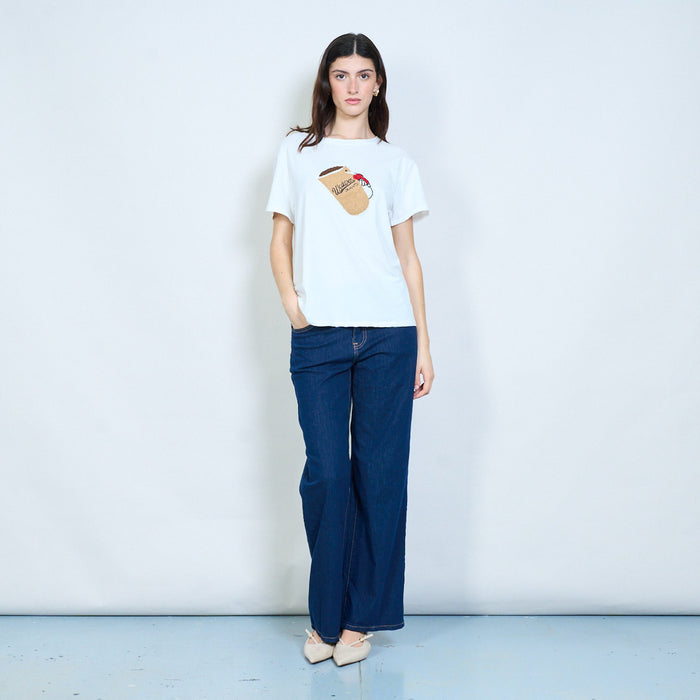 Coffee cup boucle patch oversized t-shirt wholesale