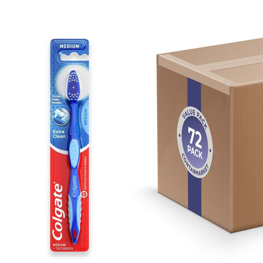Colgate - Extra Clean Full Head Toothbrush, Variety Colors, Medium, 1 Ea - 72 Pack