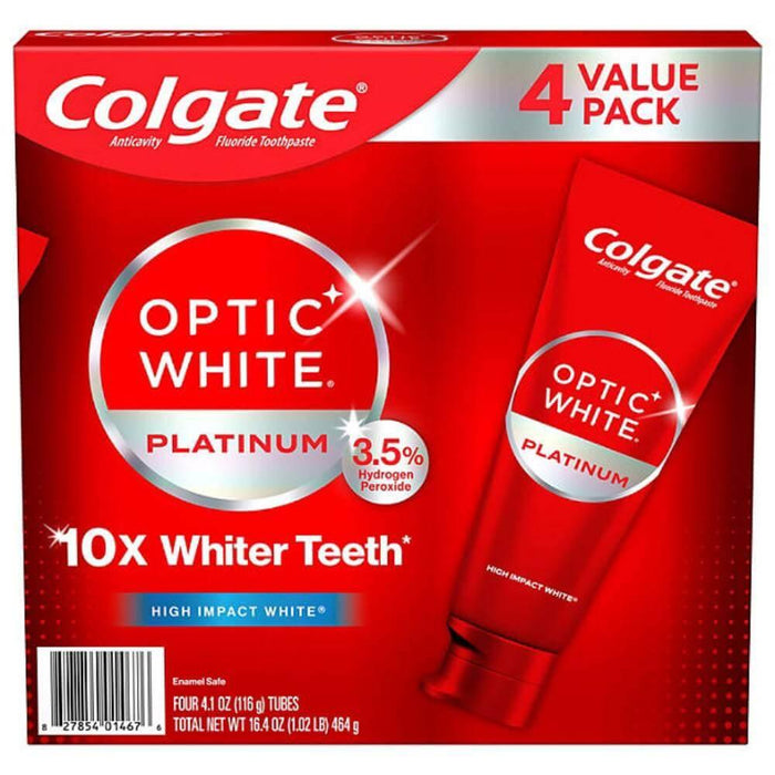 Colgate Optic White Platinum Teeth Whitening Toothpaste 4.1 Oz 4 Pack Contarmarket