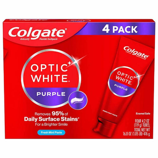 Colgate Optic White Purple Whitening Toothpaste 4.2 Oz 4 Pack Contarmarket