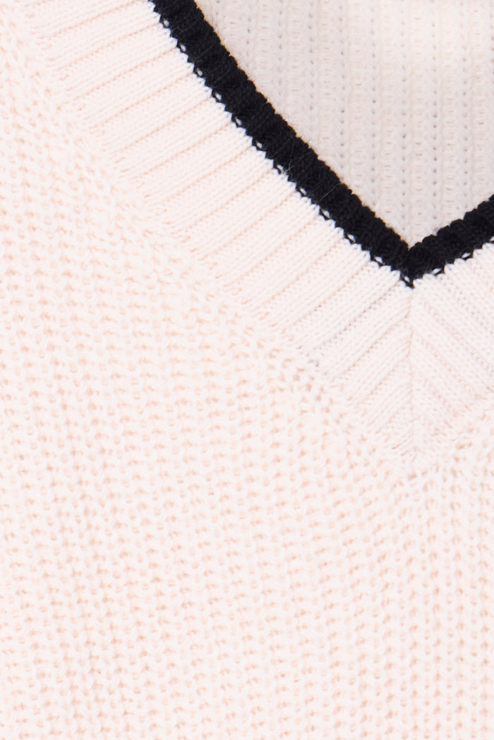 Contrast-trim V-neck knit sweater wholesale
