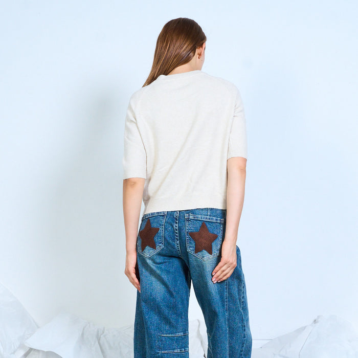 Cropped short-sleeve knit sweater wholesale