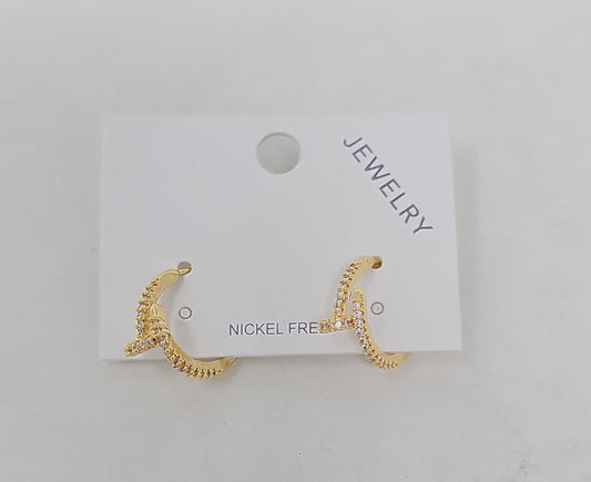 Crystal Gold Small Hoop Diamante Earrings