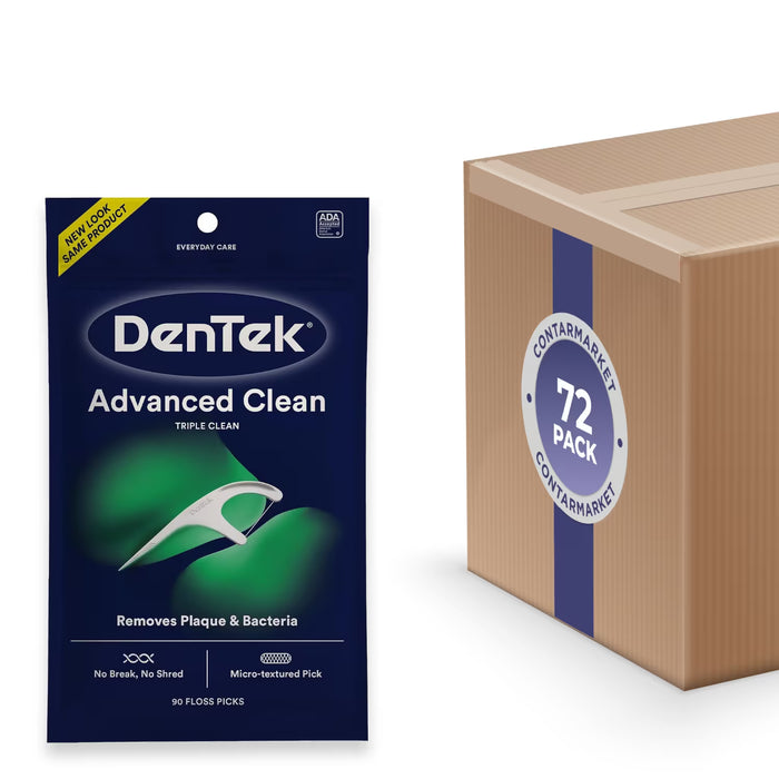 DenTek Triple Clean Mouthwash Blast Mint Floss Picks - 90 Ct - 72 Pack