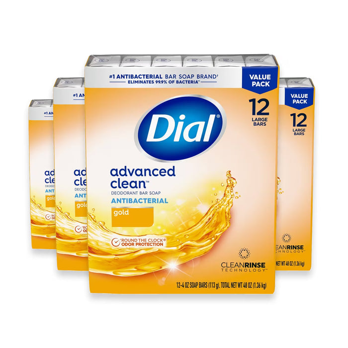 Dial Advanced Clean Gold Antibacterial Deodorant Bar Soap, 4 oz - 12 Ct - 4 Pack