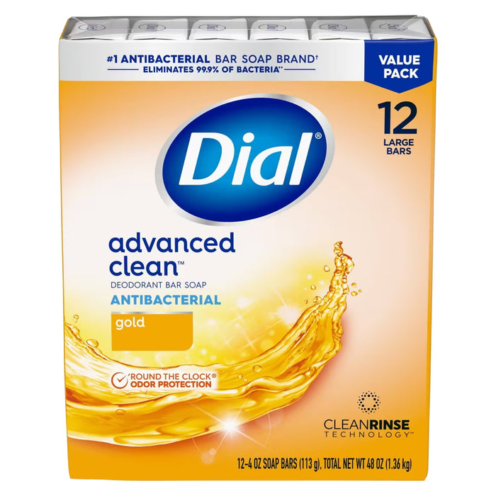 Dial Advanced Clean Gold Antibacterial Deodorant Bar Soap, 4 oz - 12 Ct - 4 Pack