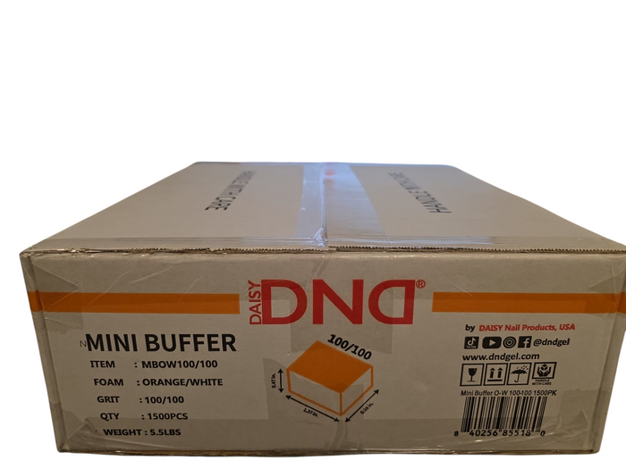 DND Mini Nail Buffer Orange White - Grit  100/100 Case of 1500 pcs