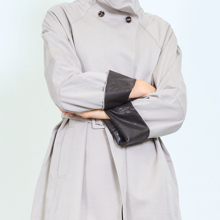 Draped belted trench coat with asymmetric front wholesale