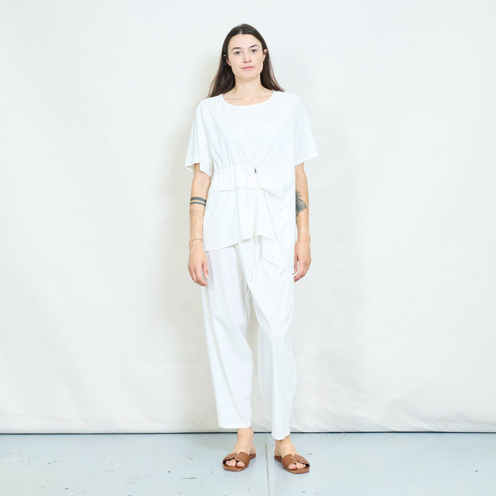 Drawstring gathered asymmetric tunic top wholesale