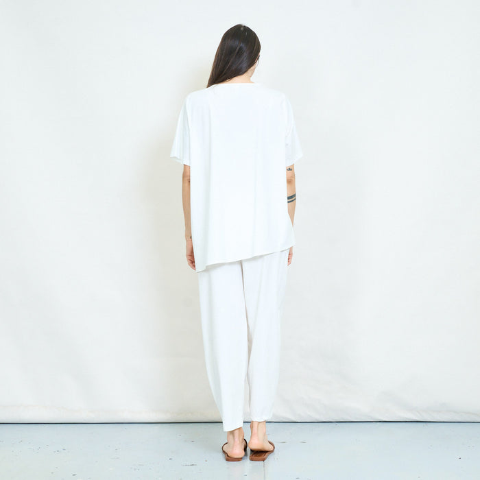 Drawstring gathered asymmetric tunic top wholesale