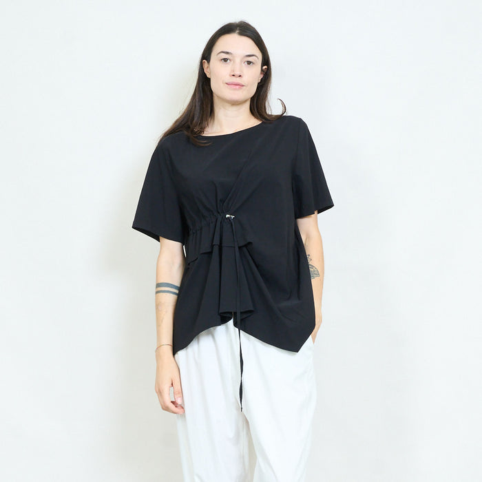 Drawstring gathered asymmetric tunic top wholesale