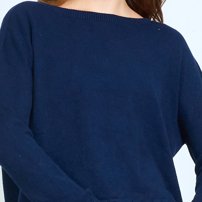 Dropped-shoulder oversized knit pullover with ribbed edges wholesale
