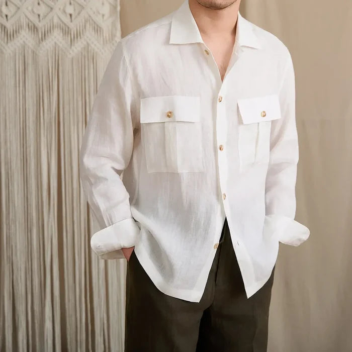 Dual Pocket Linen Hunting Shirt by Italian Vega - 005