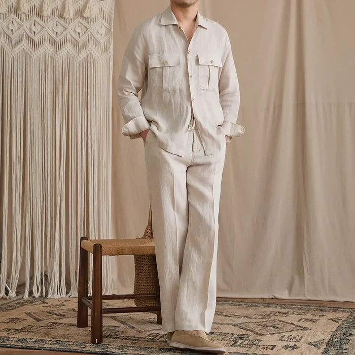 Dual Pocket Linen Hunting Shirt by Italian Vega - 005