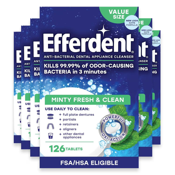 Efferdent Plus Mint Fresh Denture Cleaning Tablets Value Size - 126 Ct - 6 Pack