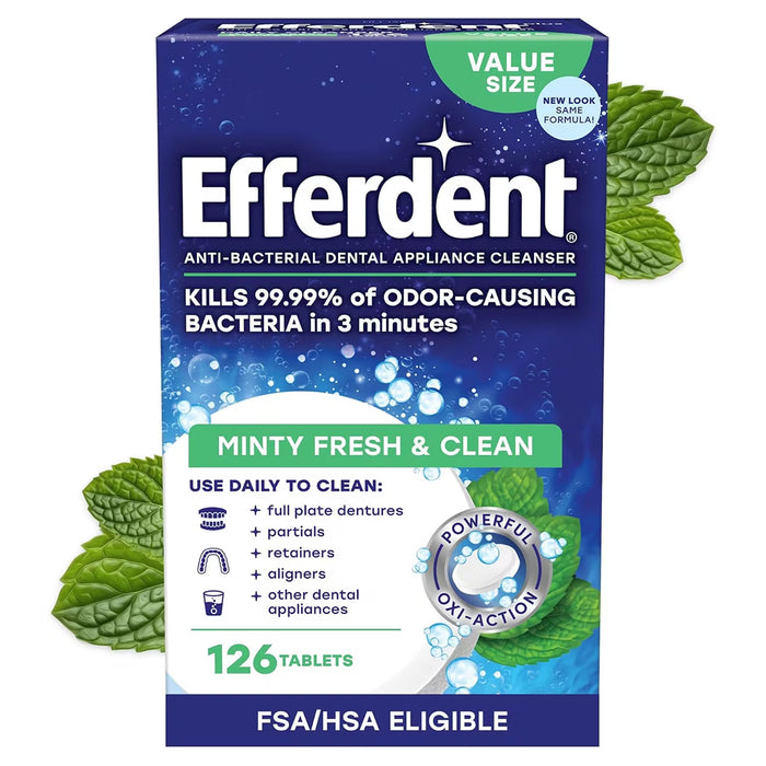 Efferdent Plus Mint Fresh Denture Cleaning Tablets Value Size - 126 Ct - 6 Pack
