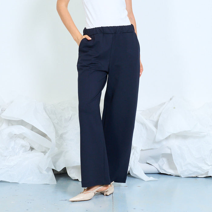 Elasticated wide-leg cropped trousers wholesale
