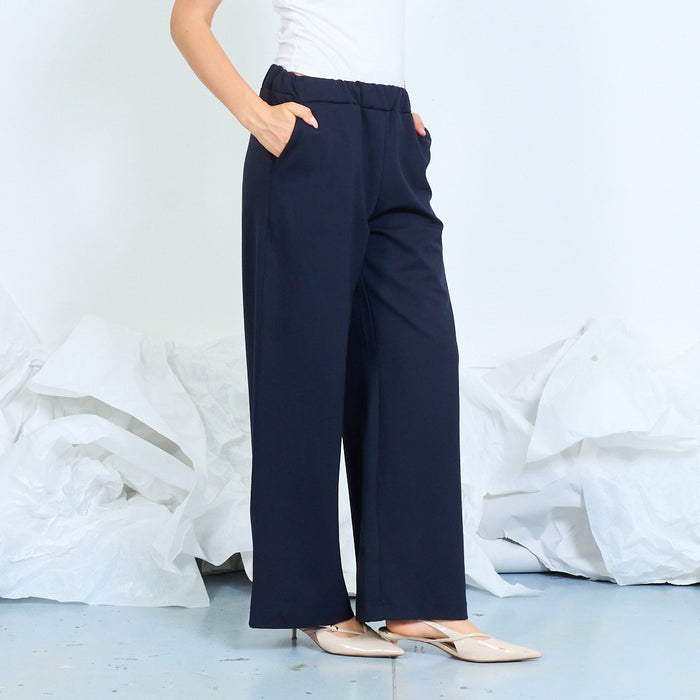 Elasticated wide-leg cropped trousers wholesale