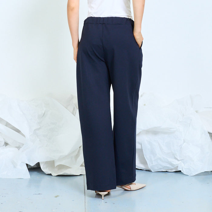 Elasticated wide-leg cropped trousers wholesale