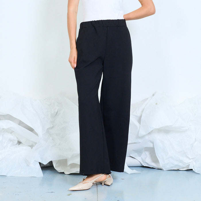 Elasticated wide-leg cropped trousers wholesale