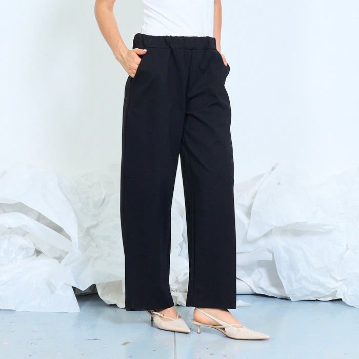 Elasticated wide-leg cropped trousers wholesale