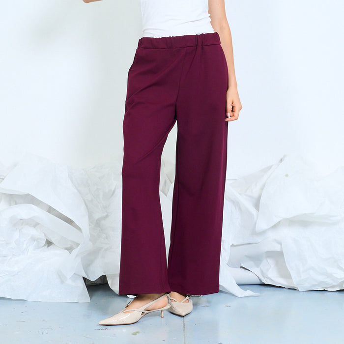 Elasticated wide-leg cropped trousers wholesale