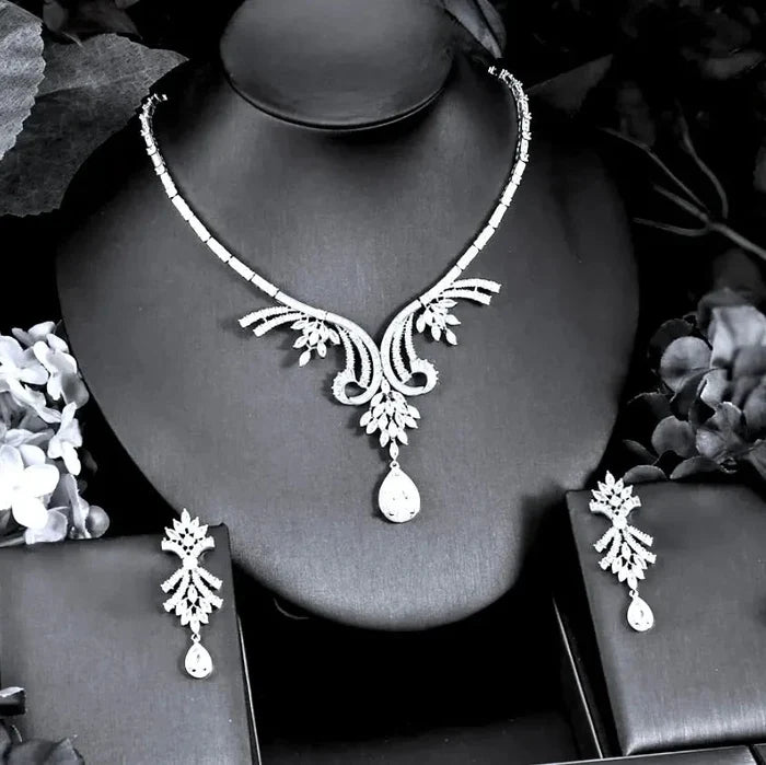 Wedding Jewelry - Luxury Silver Cubic Zirconia Bridal Jewelry Set